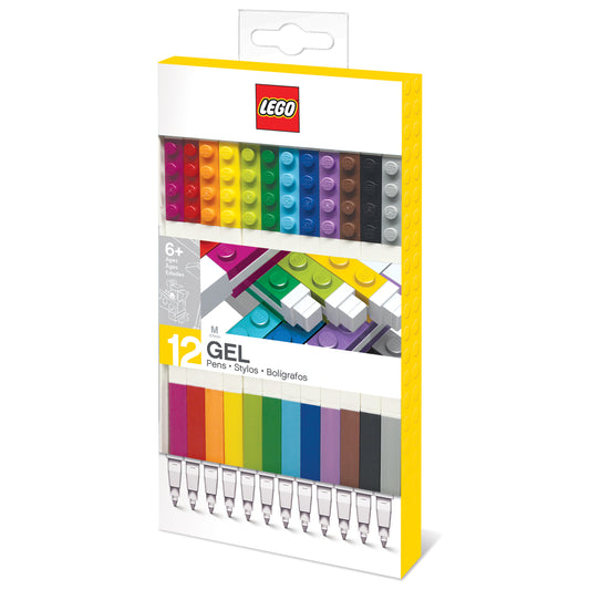 IQ LEGO® 2.0 Stationery 12 Pack Colored Gel Pens with 1x4 Building Bricks (51639)