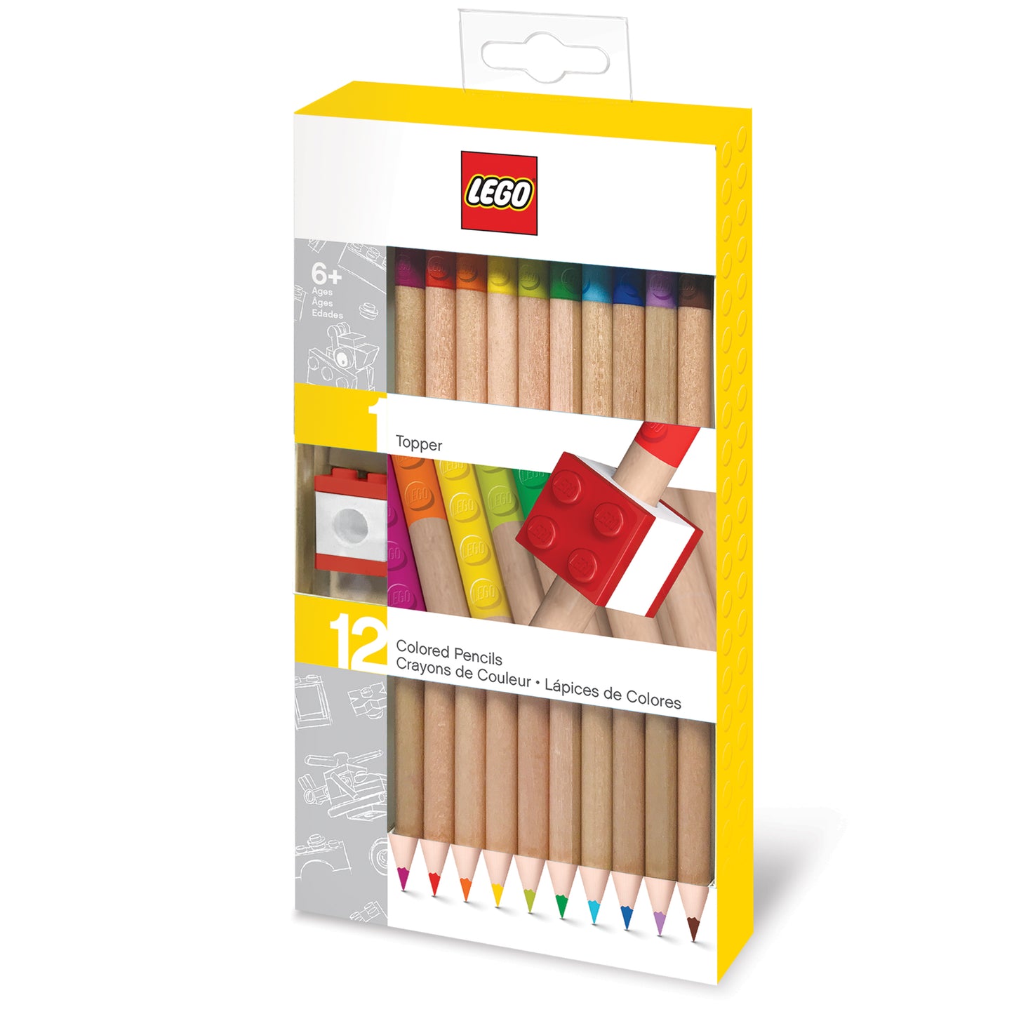 IQ レゴ 2.0シリーズ 文房具 色鉛筆 12色セット 鉛筆トッパー付き (52064)