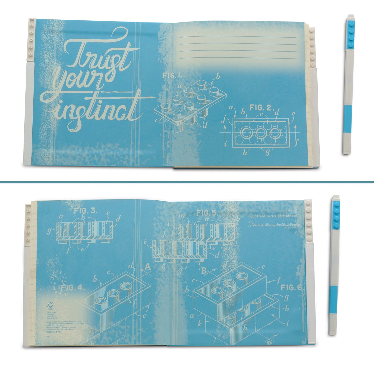 IQ LEGO® 2.0 Stationery Locking Notebook with Color-Matched Gel Pen - Azur (52444)