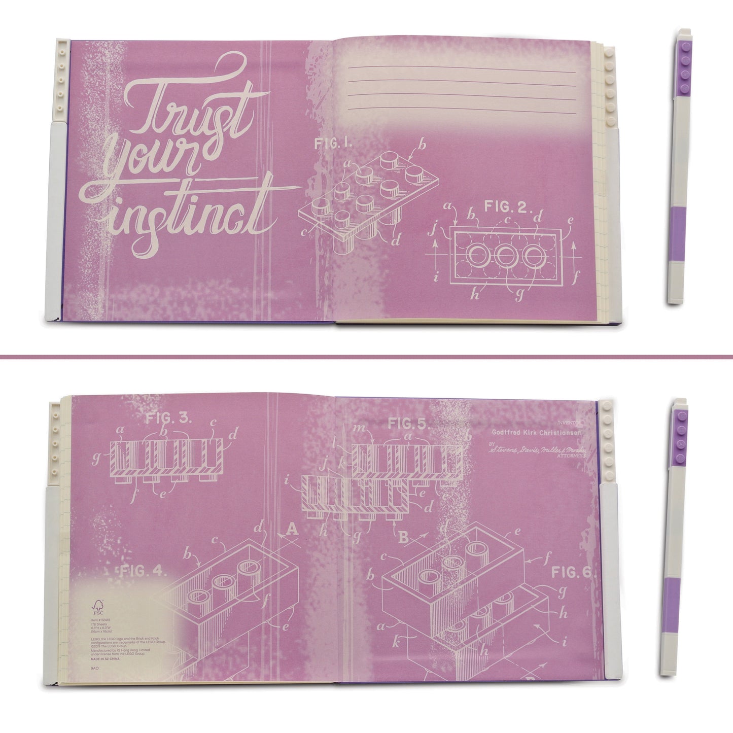 IQ LEGO® 2.0 Stationery Locking Notebook with Color-Matched Gel Pen - Lavender (52445)