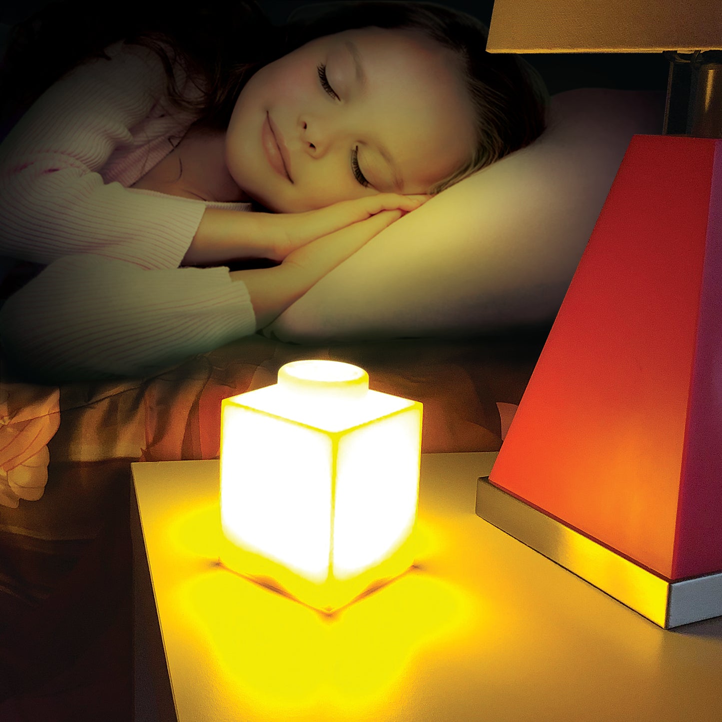 IQ 樂高 積木造型軟矽膠觸控變色燈 黃色 (LP42)